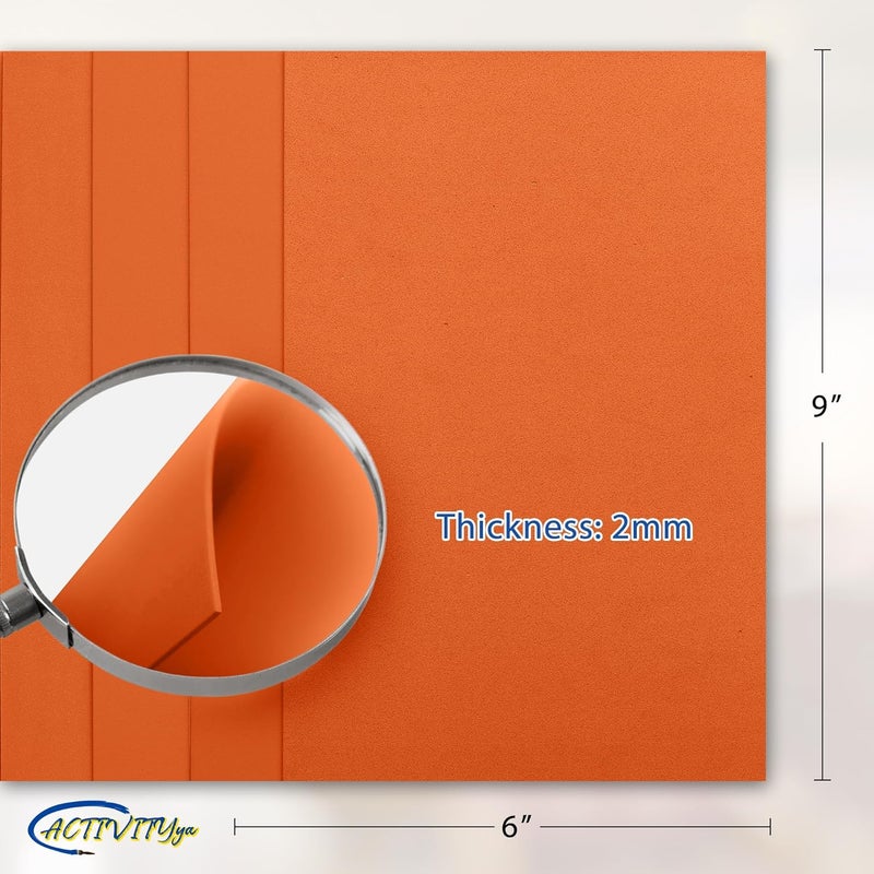 ACTIVITYYA Orange EVA Foam Sheets, 6 x 9 Inch, 2mm Thick – Foam Paper for DIY Arts and Crafts, School Projects, and More – 8 Pack - Image 2